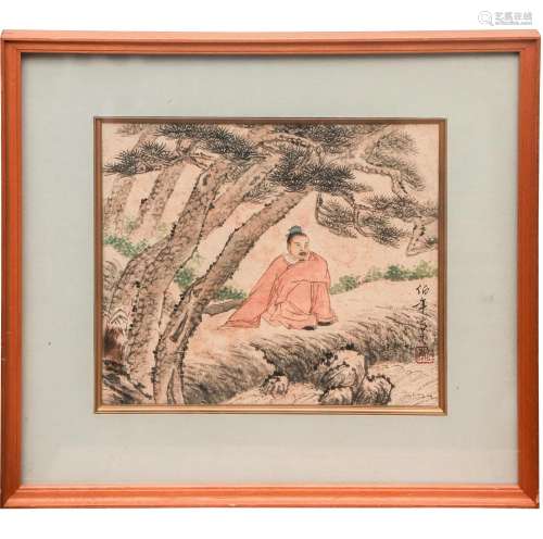A CHINESE PAINTING OF SCHOLAR SIGNED REN BONIAN
