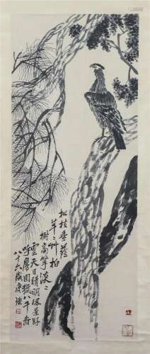 A CHINESE PAINTING OF FALCON SIGNED QI BAISHI