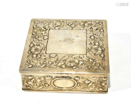 Art Nouveau Square Silver Box