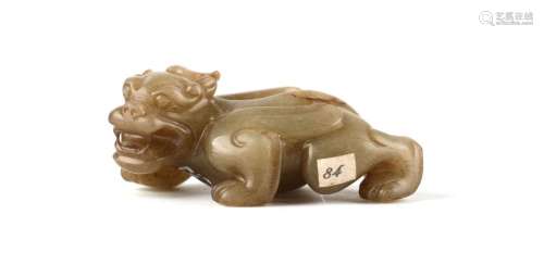 Chinese Carved Brownish Jade Figure of Beast