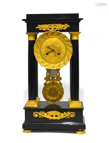 Empire Black Marble & Dore Bronze Clock