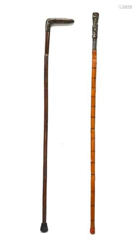 Two Silver Handle Walking Canes