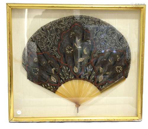 A Framed Embroidered Fan