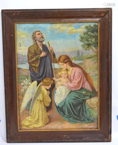 Oil on Tin Religious Painting