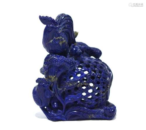 Chinese Carved Lapis Chicken Group