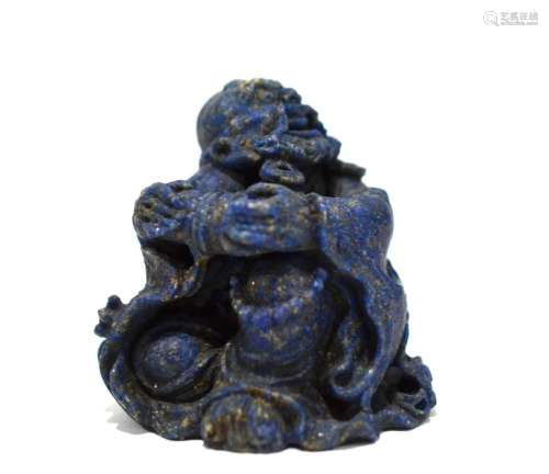 Chinese Carved Lapis Figure of Luohan