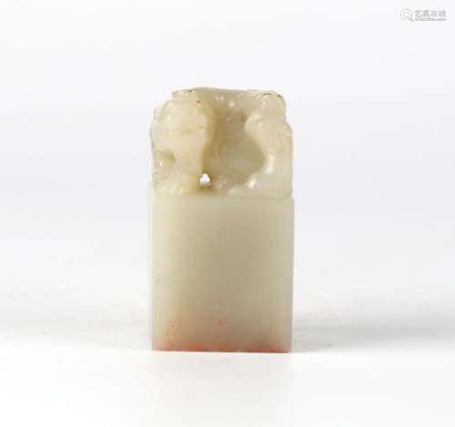 Chinese Carved White Jade Seal