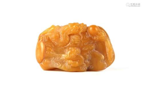 Chinese Carved Yellow Soapstone Toggle