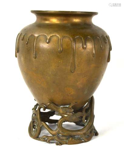 Japanese Bronze Drip Design Vase