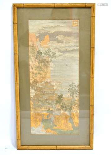 Chinese Framed Silk Panel