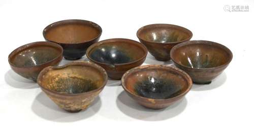 Seven Chinese Brown Tea Bowls