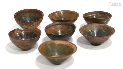 Seven Chinese Brown Tea Bowls