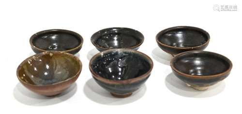 Six Chinese Brown & Black Tea Bowls