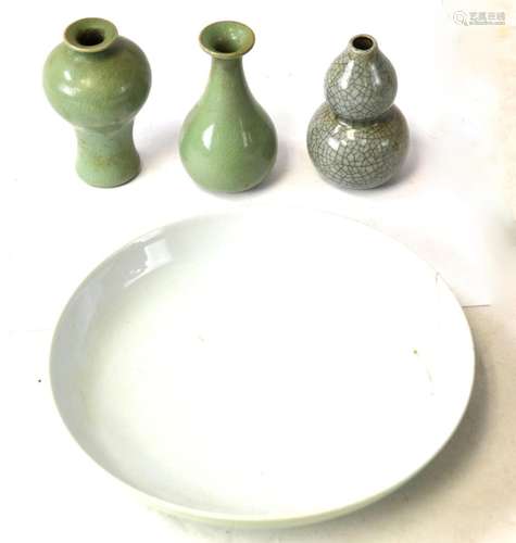 Four Pcs Chinese Celadon Objects