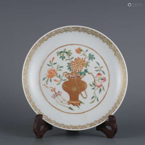 Pastel painted gold basket flower cloud bat pattern plate