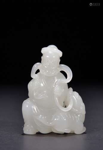 Hetian white jade hand-carved lion and arhat ornaments