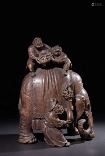 Agarwood Carved Taiping Elephant Ornament