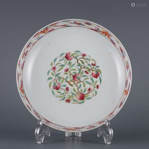 Appreciation Plate with Famous Peach Pattern on Yellow Groun...