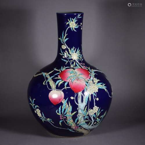 Sacrifice Blue Pastel Nine Peach Pattern Celestial Ball Vase