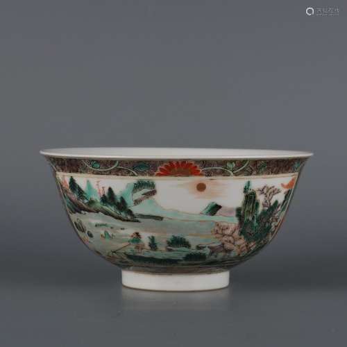 Colorful flower window landscape character story bowl