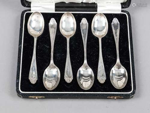 Six mocha spoons, England, 1919, maker's mark Cooper Brother...
