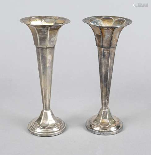 Pair of trumpet vases, England, 1917, maker's mark James Dea...