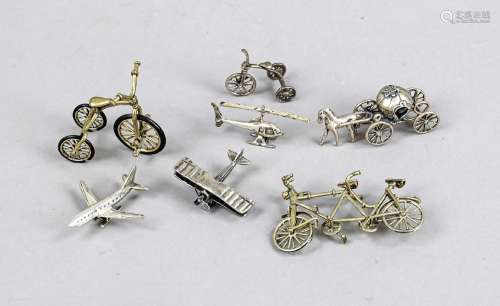 Seven miniature vehicles, Italy, 20th c., silver 800/000, 2 ...