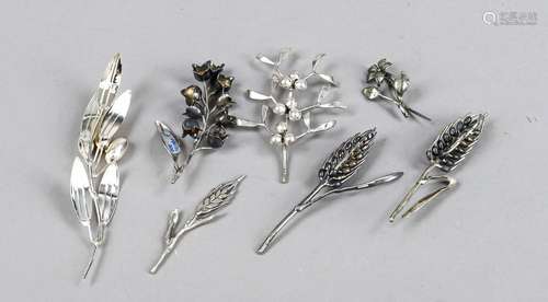 Seven floral miniatures, Italy, 20th c., silver 800/000 or s...