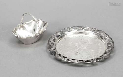 Coaster, Sweden, silver 830/000, flag open worked mirror wit...