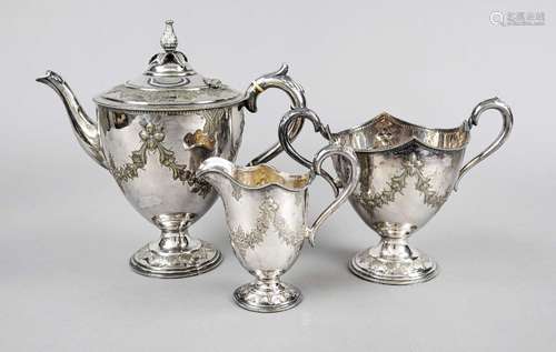 Three-piece coffee centerpiece, England, 2nd half of 19th c....