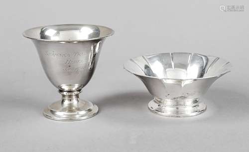 Two round footed bowls, Sweden, 1920/30s, silver 830/000, di...