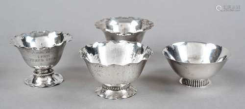 Four round bowls, Sweden, 20th century, silver 830/000, 3x w...