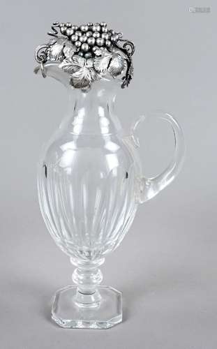 Giving jug with attached silver lid, 20th c., silver tested,...