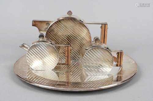 Three-piece tea centerpiece on round tray, Italy, 1970s, mak...