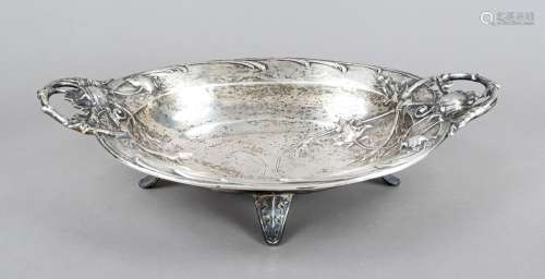 Oval Art Nouveau bowl, c. 1900, marked Carl Rusch, Kgl. Hof-...