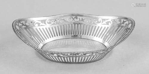 Oval basket, Netherlands, 20th century, silver 833/000, boat...