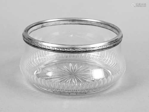 Rounded bowl with silver rim mounting, German, 20th c., silv...