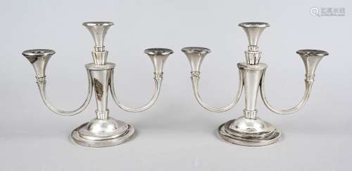 Pair of three-flame Art Deco candlesticks, German, maker's m...