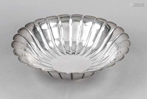 Round fan bowl, Japan, 20th century, silver hallmarked, on r...