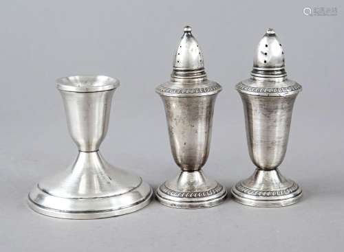 Candlestick and salt and pepper shaker, USA, 20th century, s...