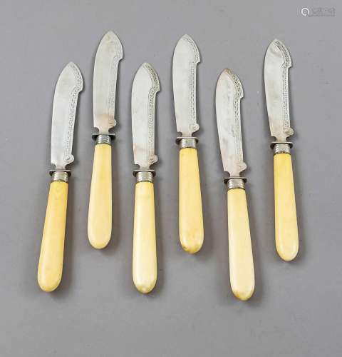 Six fish knives, German, around 1900, maker's mark M. H. Wil...