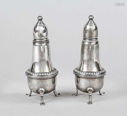 Pair of salt and pepper shakers, USA, 20th century, sterling...