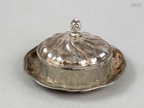 Round lidded/butter dish, German, 20th century, maker's mark...