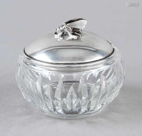 Honey jar with silver lid, German, 20th century, maker's mar...