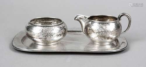 Cream and sugar vessel on tray, German, 20th century, maker'...