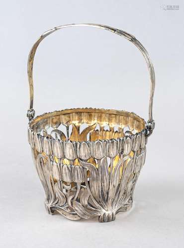 Art Nouveau handle basket, German, c. 1900, maker's mark Bru...