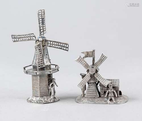 Two miniature windmills, early 20th c., 1x with Dutch hallma...