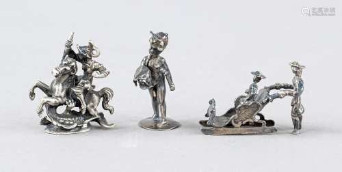 Three miniatures, early 20th century, silver hallmarked, St....