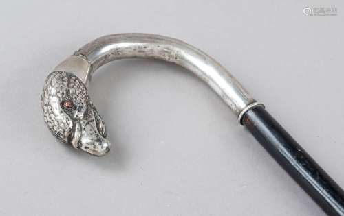 Walking stick with silver handle, German, around 1900, silve...