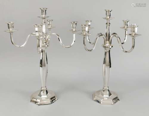 Pair of large five-light Art Deco table candlesticks, c. 192...
